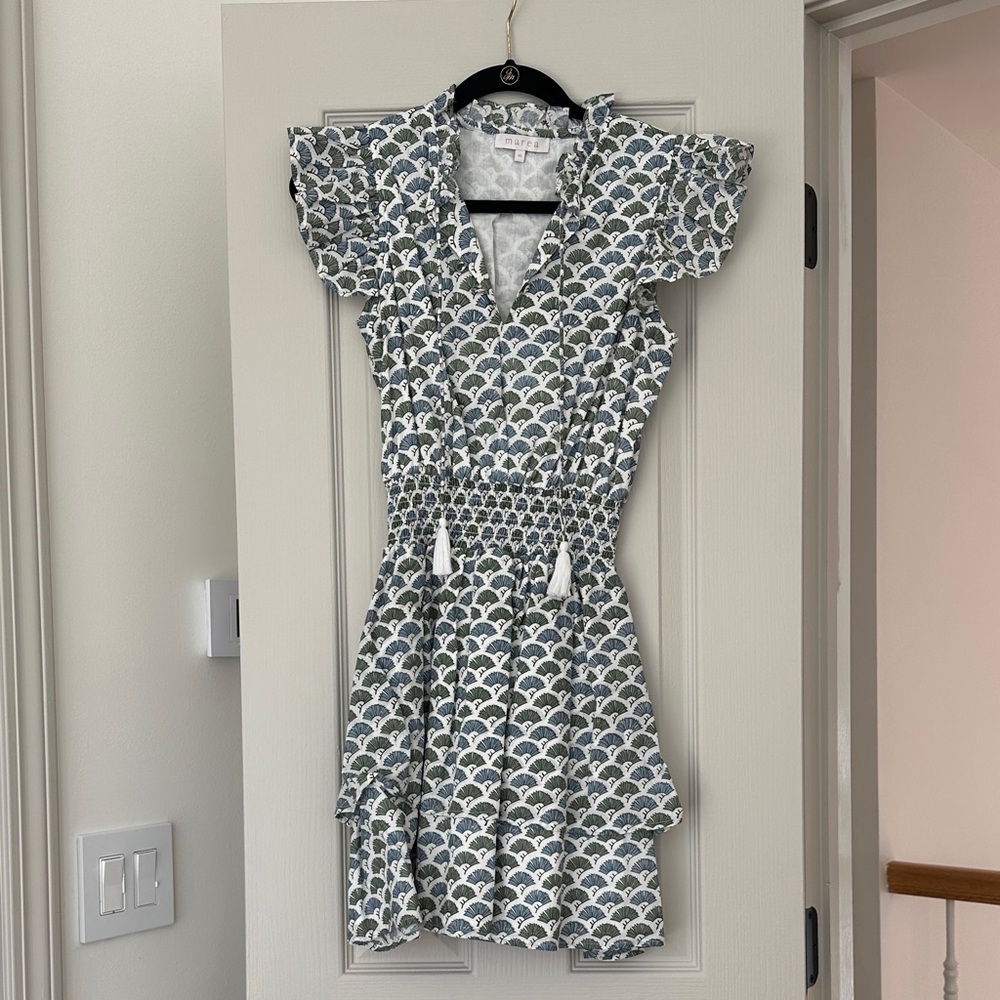 Marea flutter Blue-Green Printed Mini Dress